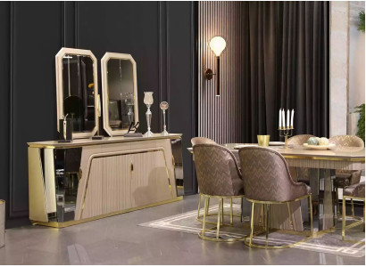 Modernes Esszimmer Set Esstisch Anrichte mit Spiegel neu Luxus Einrichtung Neu