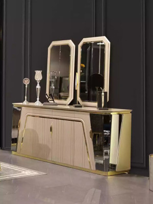 Modernes Esszimmer Set Esstisch Anrichte mit Spiegel neu Luxus Einrichtung Neu