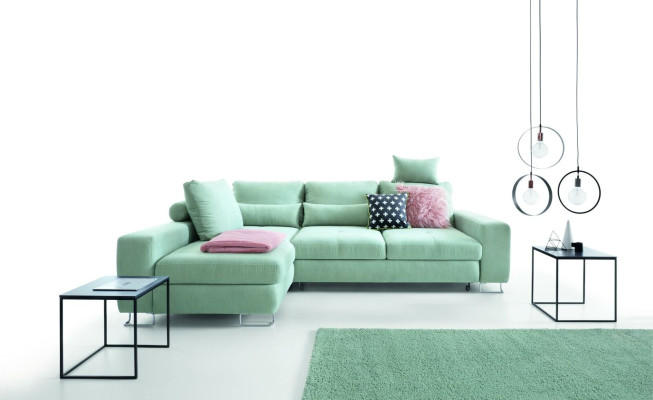 Wohnzimmer Textil L-Form Sofas Sofas Ecke Ecksofa Couch Polstermöbel