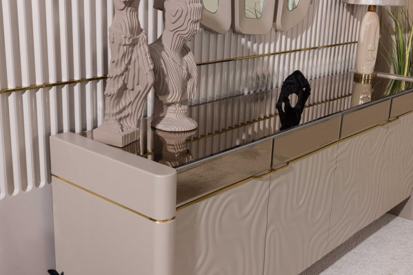 Luxus Esszimmer Set Esstisch + 6x Stühle Sideboard mit 3xSpiegel Essgruppen