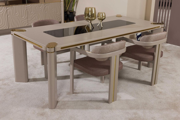 Luxus Esszimmer Set Esstisch + 6x Stühle Sideboard mit 3xSpiegel Essgruppen