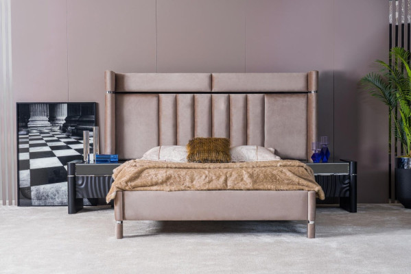 Schlafzimmer Set Komplett Bett + 2x Nachttische + Kleiderschrank 4tlg.