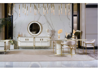 Luxus Esszimmer Set Esstisch + 6x Stühle + Anrichte Essgruppen Sideboard 8 tlg