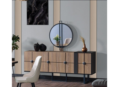 Sideboard Anrichte mit Spiegel Luxus Garnitur Kommode Holz Kommoden 193cm