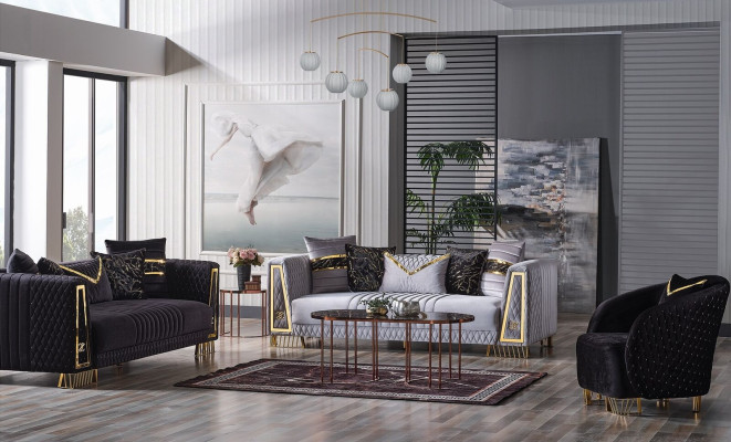 Sofagarnitur 3+3+1 Sitzer Chesterfield Barock Stil Garnitur Set 3tlg. Sofa Relax
