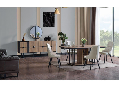 Luxus Esszimmer Set Esstisch 6x Stühle Anrichte Essgarnitur Set 8 tlg