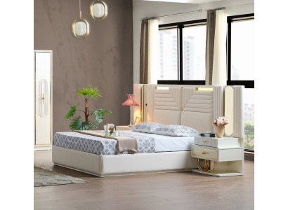 Modern Schlafzimmer Set Bett + 2x Nachttische Design Möbel 3 tlg EU