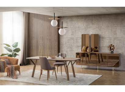 Esszimmer Set 6x Stühle+Esstisch+Sideboard+Spiegel Set Esszimmer Designer Neu