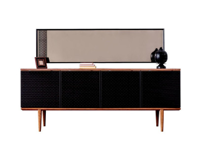 Luxus Anrichte Sideboard mit Spiegel Design Moderne Kommoden Holz Einrichtung