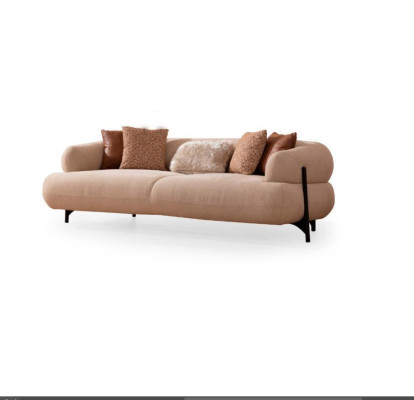 Sofagarnitur 3+3+1 Sitzer Textil Holz Sofa 3 Sitzer Modern Sessel Neu Komplett Set