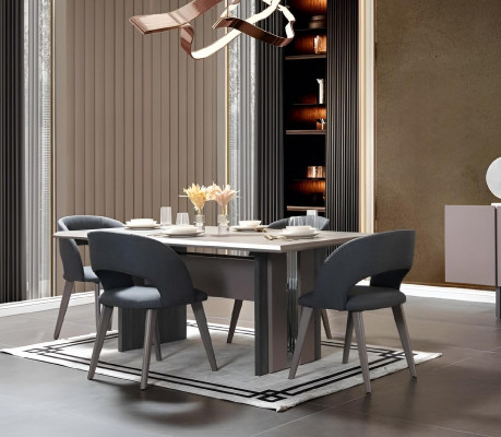 Moderne 7tlg. Esszimmer Garnitur Set Klassischer Tisch 6x Stühl Gruppen