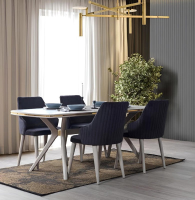 Moderne 7tlg. Esszimmer Garnitur Set Tisch 6x Stühle Moderne Essgarnitur Sets