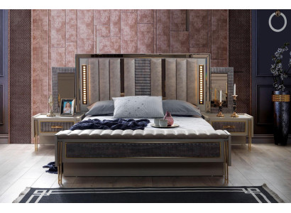 Schlafzimmer Set Bett 2x Nachttische Holz Möbel 3tlg Modern Design Sets Neu