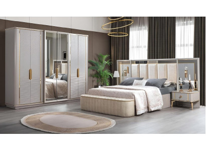 Schlafzimmer Set Luxus Komplettes Bett 2x Nachttisch Kleiderschrank 4tlg Möbel