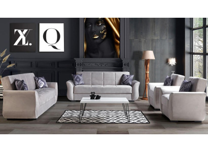Sofagarnitur 3+2+1+1 Bettfunktion Set Komplett Textil Sofa Sessel Schlafsofa