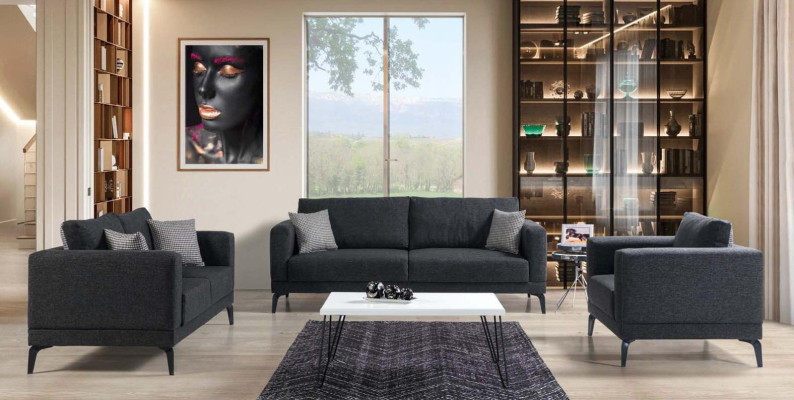 Sofagarnitur 3+2+1 Sitzer Textil Modern Komplett Sessel Sofa Luxus Möbel