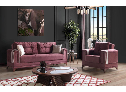 Sofagarnitur 3+1 Sitzer Textil Holz Sofa 3 Sitzer Modern Sessel Komplett Set eu