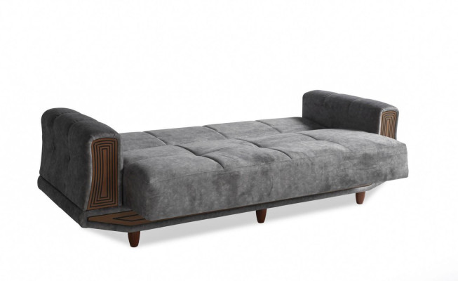 Sofagarnitur 3+2+1+1 Sitzer Textil Holz Sofa 3 Sitzer Modern Sessel Komplett Set