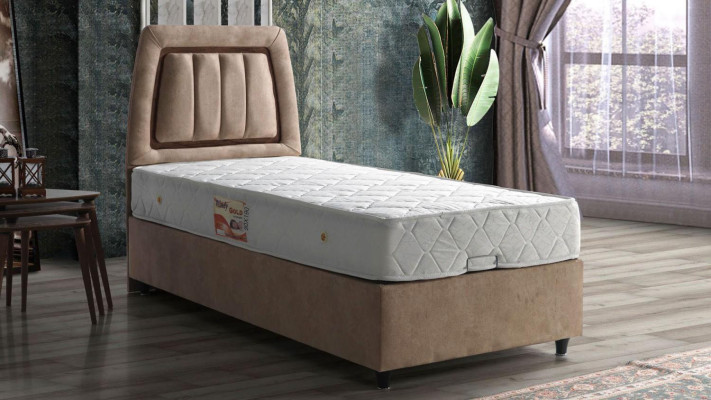 Bett Design Betten Luxus Beige Polster Schlafzimmer Möbel Modern 90x190 Luxus