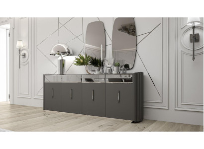 Modernes Sideboard mit 2x Spiegeln Designer Luxus Esszimmer Möbel Holz