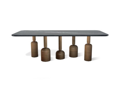 Designer Grauer Marmor Esstisch Metallbeine Luxus Esszimmer Möbel Neu