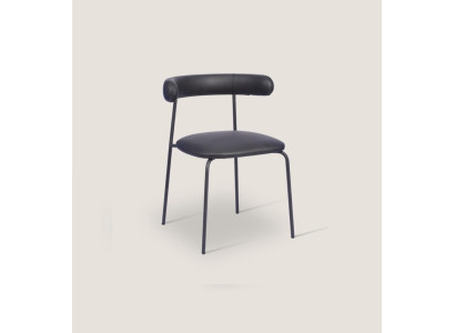Schwarzer Edelstahl Stuhl Kunstleder Stühle Einsitzer Esszimmer Möbel