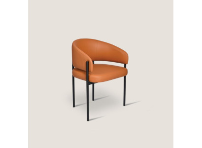 Oranger Luxus Stuhl Moderne Esszimmer Stühle Polster Kunstleder Möbel