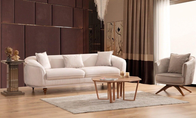 Sofa 3 Sitzer Elegantes Sessel Modern Luxus Design Holz Möbel Polster