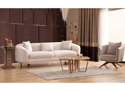 Sofa 3 Sitzer Elegantes Sessel Modern Luxus Design Holz Möbel Polster