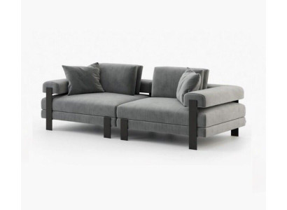 Luxus 2 Sitzer Couch Italienischer Stil Sofa Polyester Grau Wohnzimmer