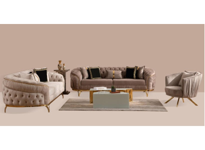 Design Sofa 331 Sitzer Chesterfield Stoff Couch Polster Sofas Textil Neu