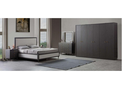 Schlafzimmer Set Modern Luxus Bett 2x Nachttische Kommode mit Spiegel