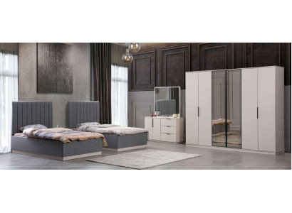 Schlafzimmer Moderne 2x Luxusbetten Nachttisch Kleiderschrank 5tlg.