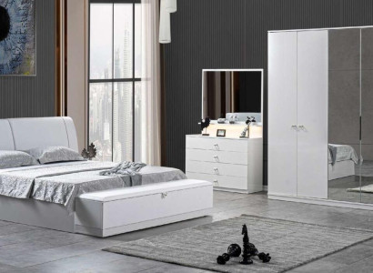 Bett 2x Nachttische Schlafzimmer Weiß 5 tlg. Designer Luxus Möbel Holz
