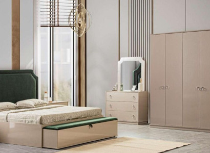 Bett 2x Nachttische 5 tlg. Schlafzimmer Set Design Luxus Modern Polster
