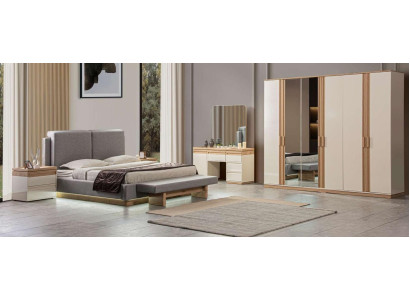Schlafzimmer Set Bett 2x Nachttische Kleiderschrank 5tlg Luxus Möbel