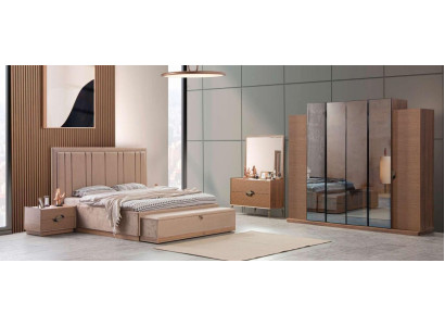 Schlafzimmer Set Möbel Bett 2x Nachttische 5 tlg. Modern Luxury Neu