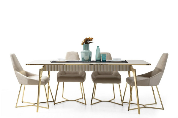Stilvolle Esszimmer Garnitur Luxus Set Designer Esstisch mit 6x Stühlen