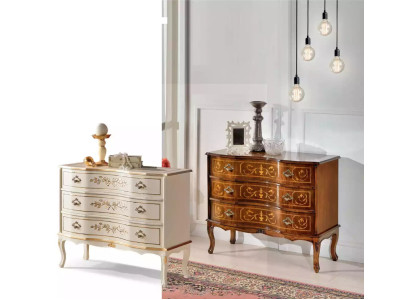 Klassische Kommode 3x Schubladen Echtholz Design Wohnzimmer Möbel