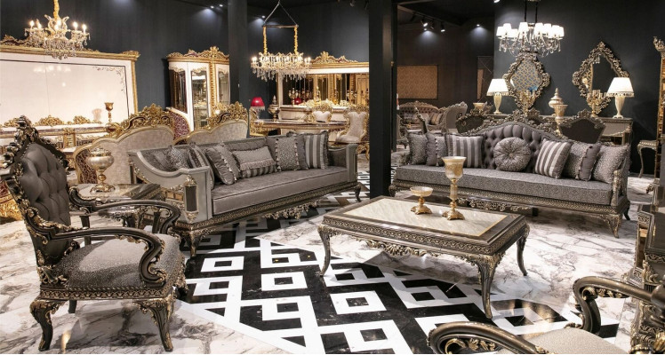 Klassische Graue Chesterfield Sofagarnitur 3+3+1 Sitzer Couchtisch 4tlg