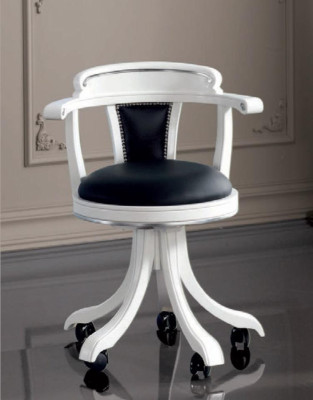 Bürostuhl Holz Chefsessel Chesterfield italienische Möbel schwarz drehbar neu