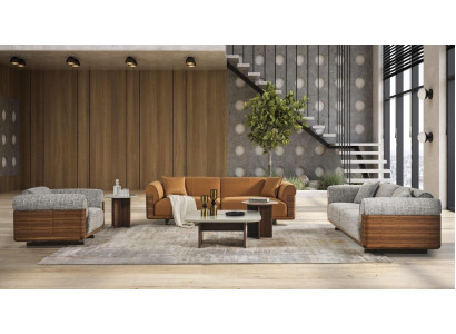 Sofagarnitur Komplette Couchgarnitur Polstersofa Braun Stoff Stoffsofa