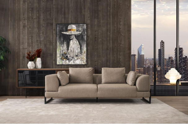 Sofagarnitur Komplette Polstersofa Couchgarnitur Grau Stoff Stoffsofa