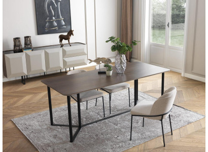 Esszimmer Essecke Essgruppe Esstisch Set 7tlg Holz Braun Stühle Modern