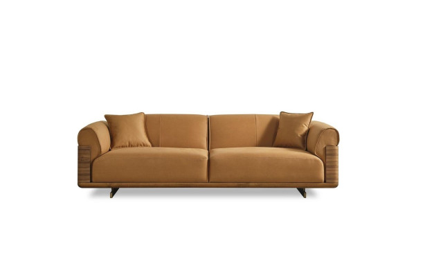 Polstersofa Couchgarnitur Sofagarnitur Komplette Braun Stoff Stoffsofa