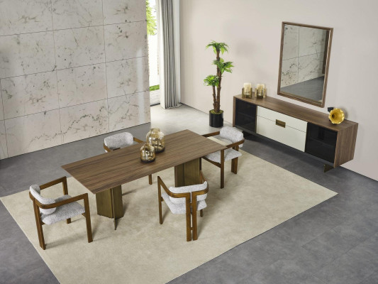 Esszimmertisch Esstisch Tisch Essecke Esszimmer 208 cm Holz Braun Neu