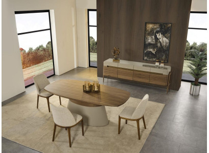 Komplette Essecke Essgruppe Esstisch Set 8tlg Esszimmer Braun Holz Neu