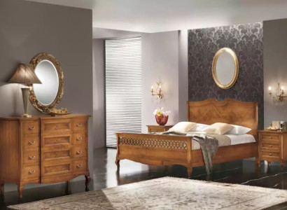 Bett 2x Nachttische Kommode 5tlg. Set Schlafzimmer Italienische Möbel