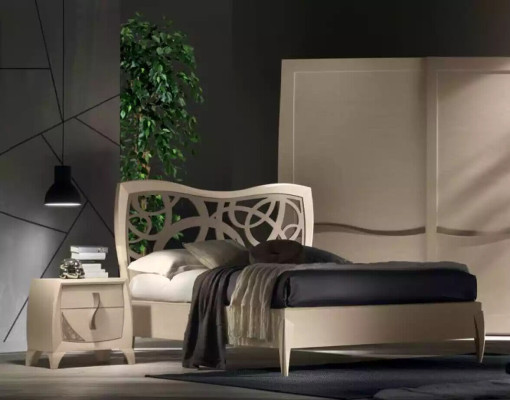 Komplettes Schlafzimmer Set Design Modern Luxus Bett 2x Nachttisch 6 tlg Neu
