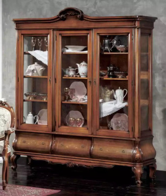 Wohnzimmer Vitrine Klassische Holzmöbel mit maßgeschneiderten Schubladen Vitrine